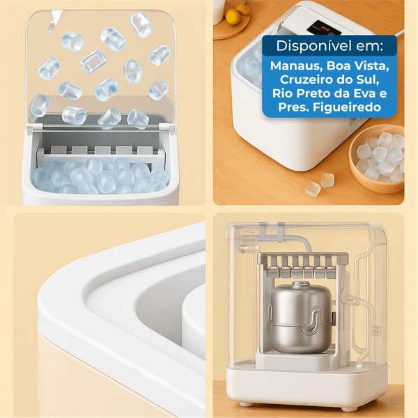 Mini Máquina de Fazer Gelo Doméstico Branco A-BI