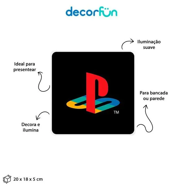 Luminária Box Slim Playstation Icon Usb