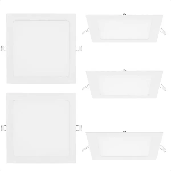 Kit 5 Painel De Led Quadrado Embutir 12w Bivolt Taschibra 4000k Neutro