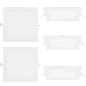 Kit 5 Painel De Led Quadrado Embutir 12w Bivolt Taschibra 4000k Neutro