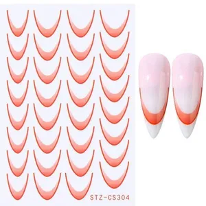 Adesivo de Unhas Stz-C para Decoração Linha Francesa 3d Gradiente Azul Rosa Roxo Verde Oem Adesivo de Unhas Stz-C para Nail Art Linha Francesa 3d Gradiente Azul Rosa Roxo Verde Oem