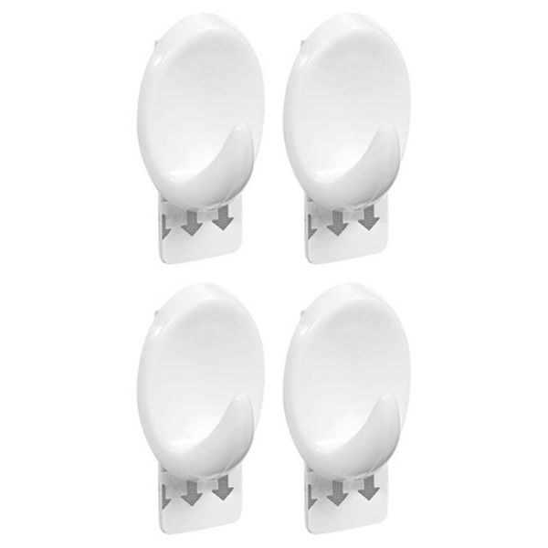 Gancho Oval Plástico Branco Com Adesivo P - 4 Unidades - Or30111 - Ordene