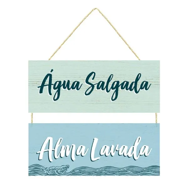 Jogo de Placas Decorativas Água Salgada MDF com Corda - Nsw Decor