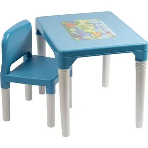 Mesinha e Cadeira Infantil Dinossauro com Adesivos Desmontável Azul Styll Baby Mesinha e Cadeira Infantil Dinossauro Desmontável Azul Styll Baby