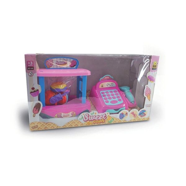 Kit Brinquedo Infantil Caixa Registradora e Sorveteira Rosa com Acessórios Bs Toys