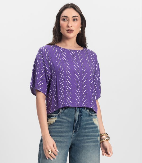 Blusa Feminina Estampada Infinita Cor Lilás GG