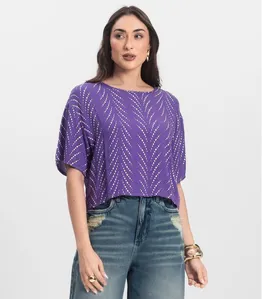 Blusa Feminina Estampada Infinita Cor Lilás G