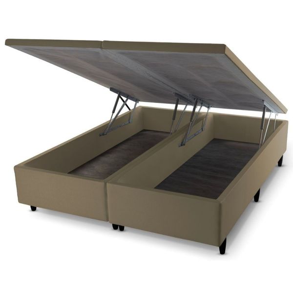 Base Box Baú Prince Sued Queen Size 158 x 197 x 41cm | Tabaco