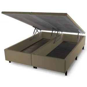 Base Box Baú Prince Sued Queen Size 158 x 197 x 41cm | Tabaco