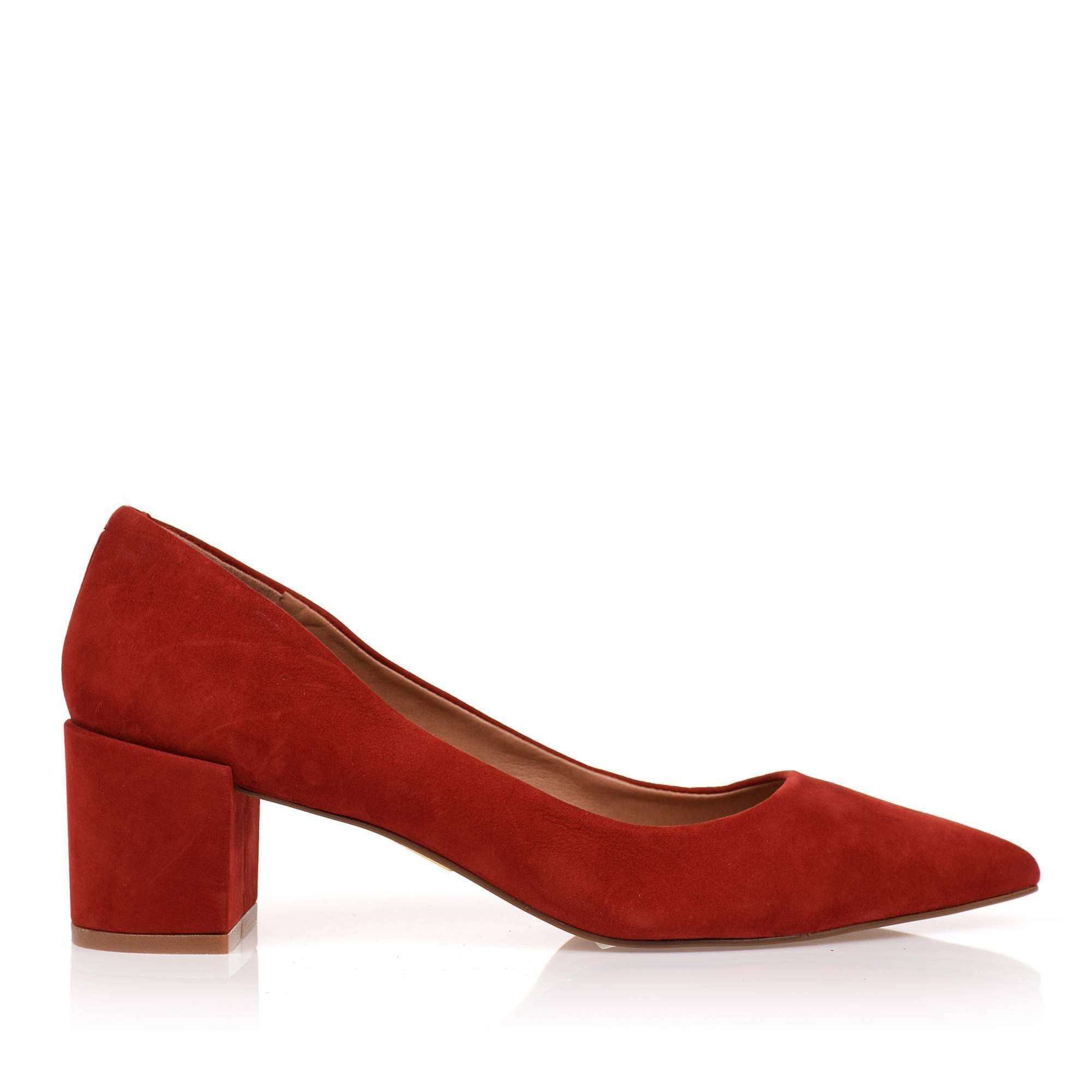 Scarpin Salto Médio Nobuck Scarlet
