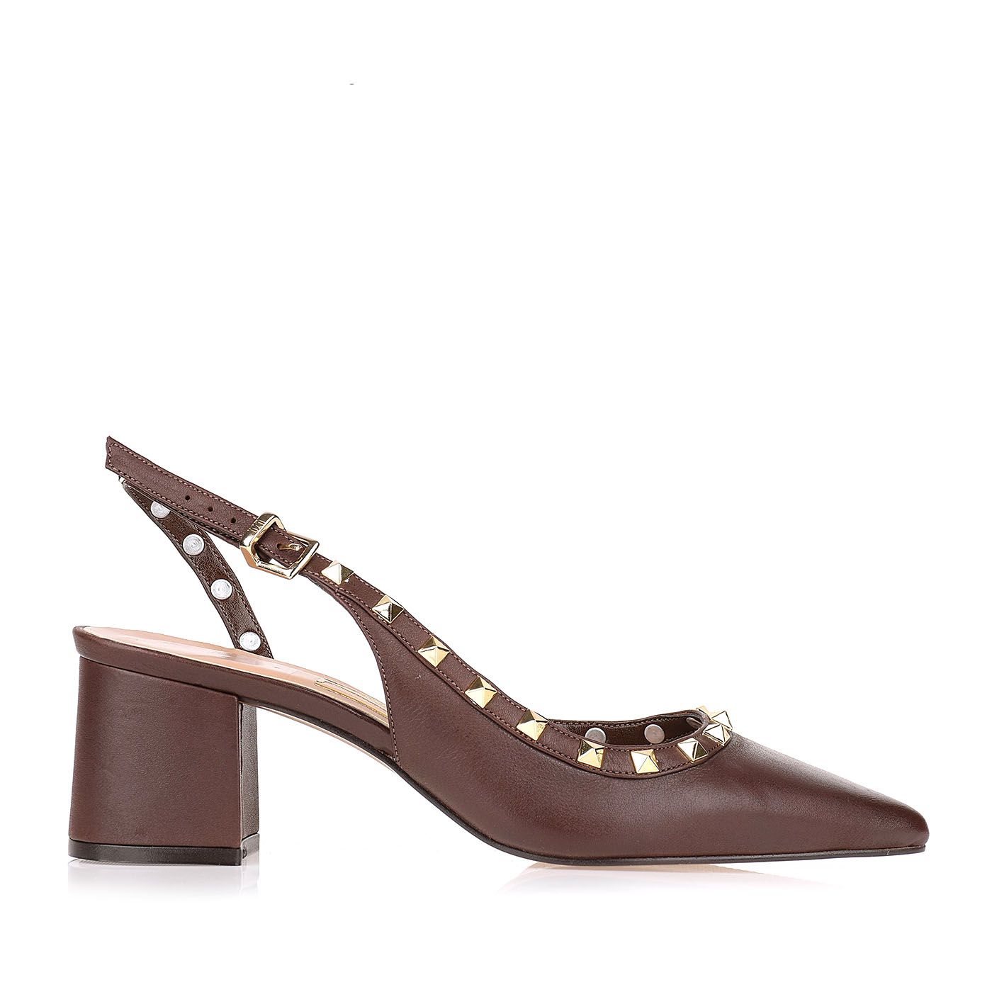 Slingback Salto Médio Atanado Café
