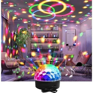 Globo de Luz LED Giratório para Festas Led Magic Cristal Ball Light com Modos Strobo e Sensor de Som Transparente Globo de Luz LED Giratório para Festas Led Magic Cristal Ball Light com Sensor de Som Transparente