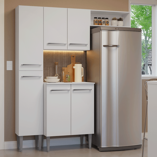 Armário de Cozinha Compacta 156cm Branco Emilly Madesa 03 Cor:Branco