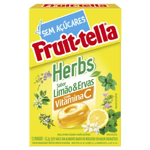 Bala Fruit-tella Herbs Limão & Ervas Zero Açúcar 25,2g 12 Unidades