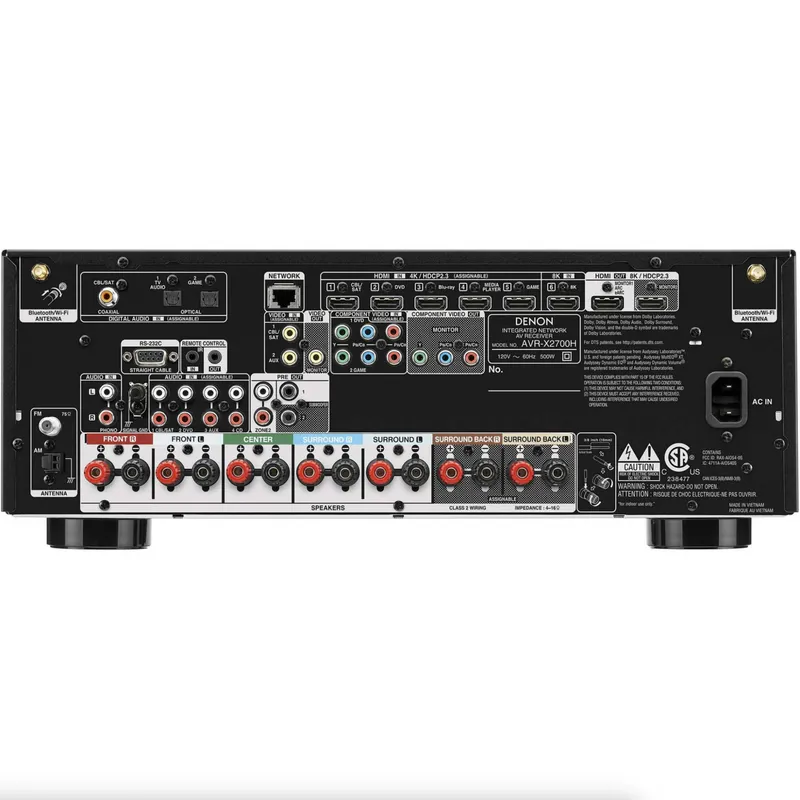 Receiver D e n o n - AVR-X2700H - 7.2ch 95W Canal 8K Dolby Atmos eARC - 120V