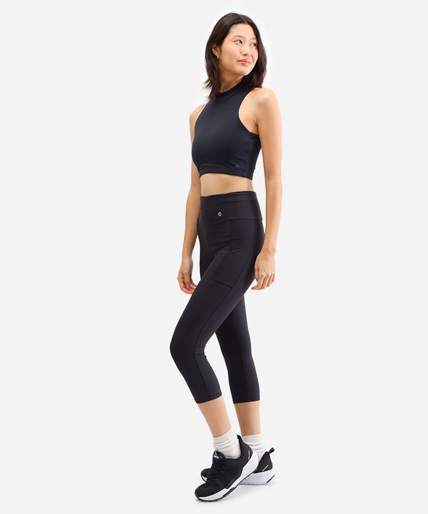 calça capri feminina esportiva com bolsos preta G