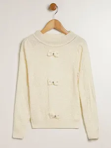 Blusão Tricot Laços Infantil Para Menina - OFF WHITE 6