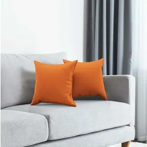 Kit 02 Almofadas Decorativa Quadrada Lih 45x45cm Cheia Com Enchimento Corino Laranja