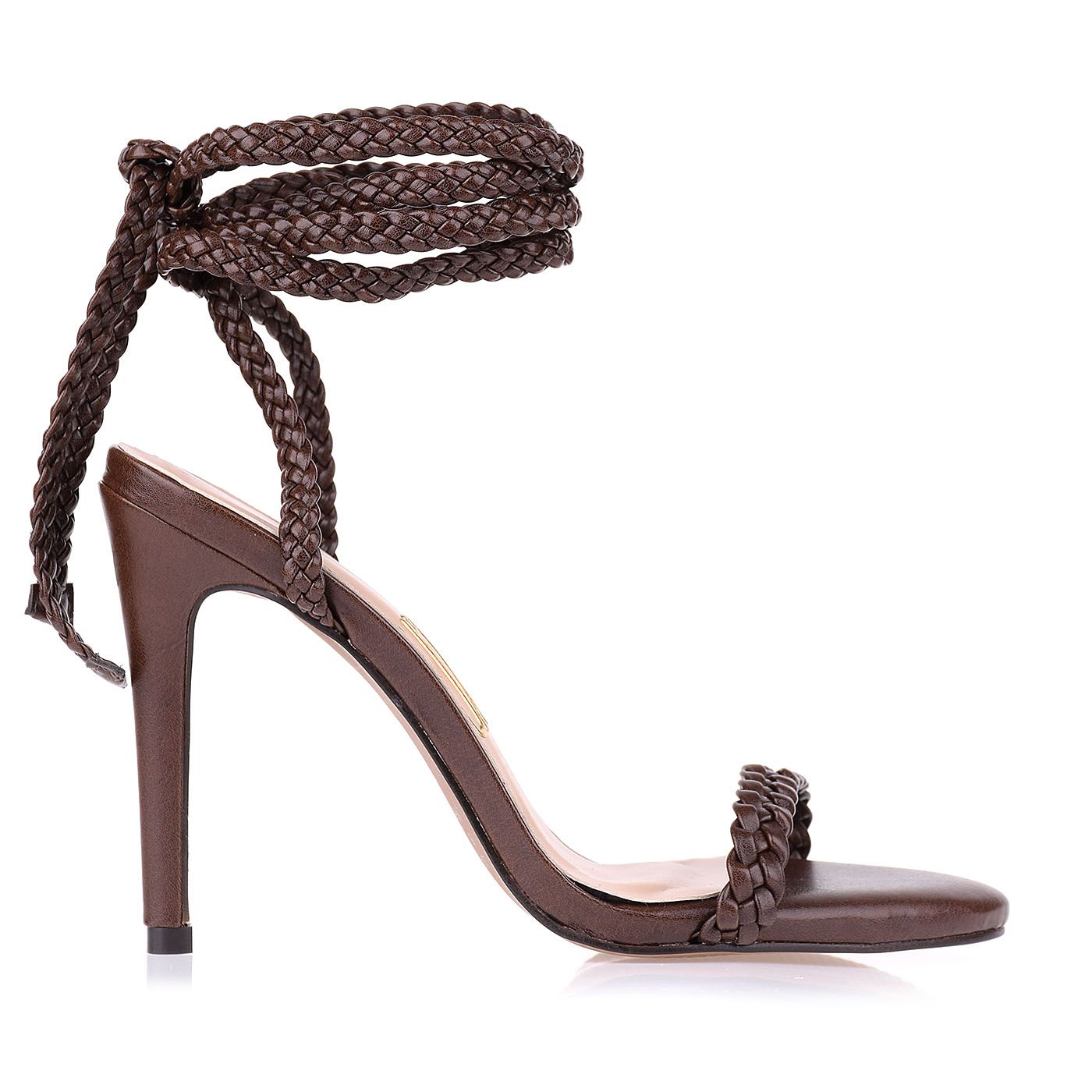 Sandália Salto Alto Lace Up Braid