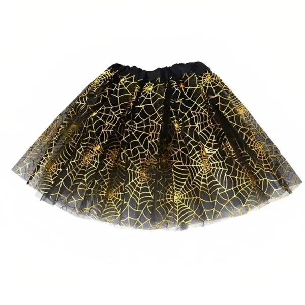 Saia Tule Partiu Festas Preta Com Teias Metalizada 40cm PAF366 (MP)