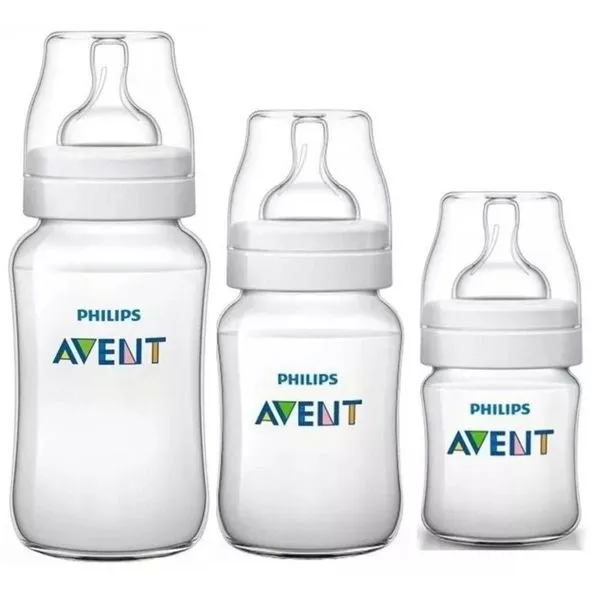 Conjunto de Mamadeiras - Clássica Transparente - Anti Cólica - 125, 260 e 330 ml - Philips Avent