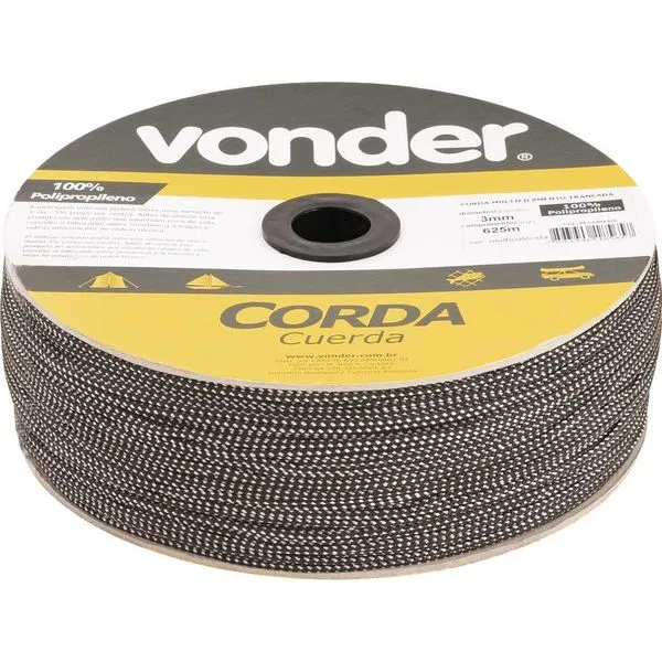 Corda Multifilamento Trançada 5mm x 250m Colorida - VONDER