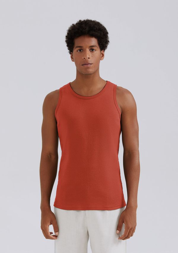 Regata Básica Masculina Slim Em Ribana Canelada - Vermelho M