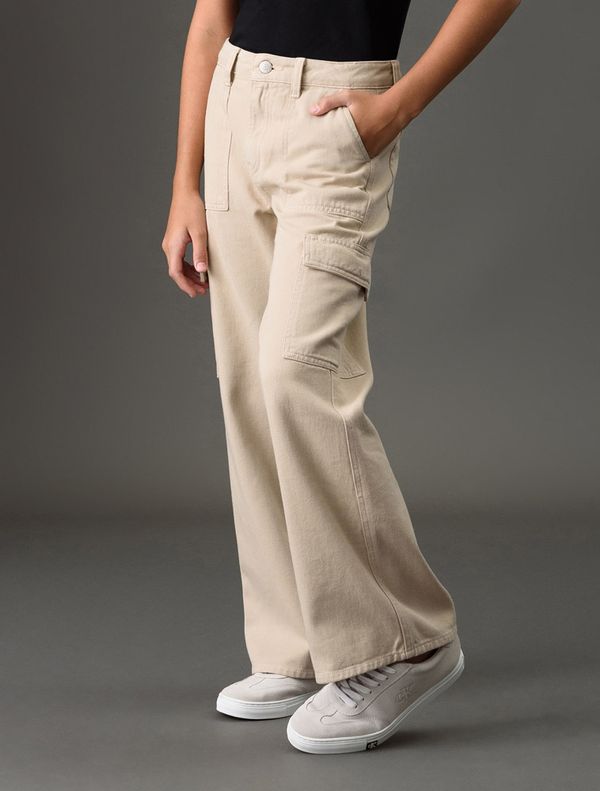 Calça Menina Wide Leg Cargo Calvin Klein Jeans - Caqui Claro Calça Menina Wide Leg Cargo Calvin Klein Jeans Caqui Claro 6