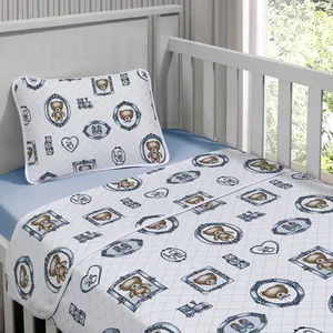 Jogo de Cama Tecebem Malha Mini Cama(Montessoriana)Guilherme 3 Peças Azul