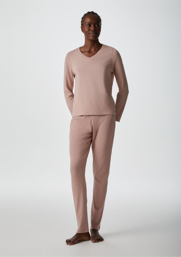Pijama Longo Feminino Decote V - Rosa XG
