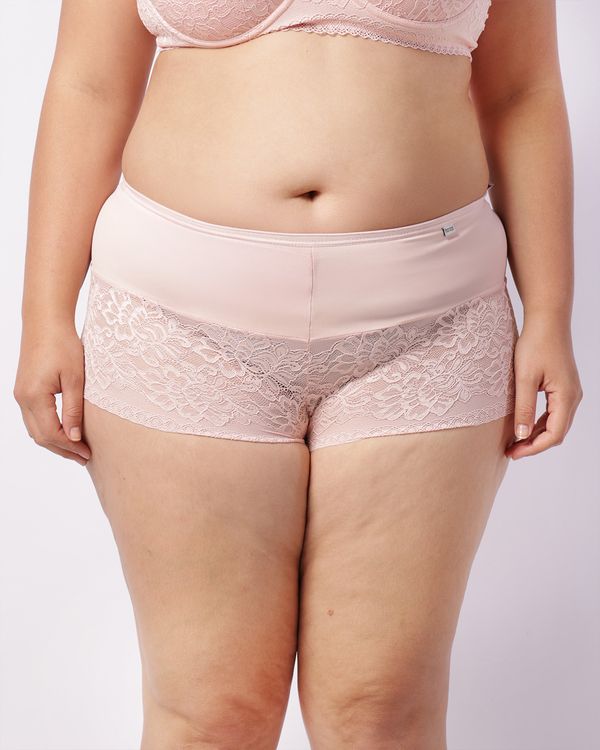 Calcinha Plus Size Feminina Caleçon com Renda Rosa 46