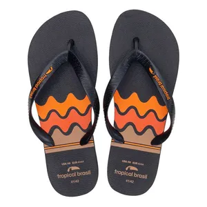 Chinelo Tropical Brasil Unissex Preto e Laranja 43-44