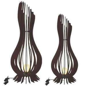 Kit Com 2 Luminária De Chão Ana Maria Mdf Preto - 90x28cm E 75x23cm