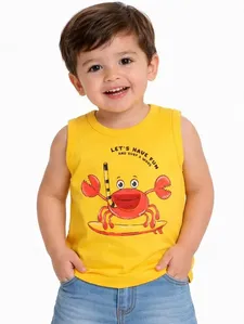 Camiseta Regata Estampada Infantil Para Menino- AMARELO 2