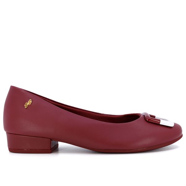 Scarpin Couro Vermelho Fivela 34