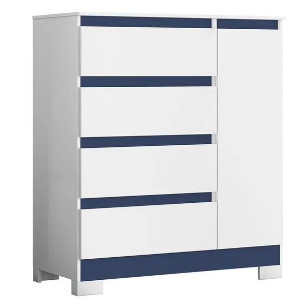 Cômoda Sapateira Olímpia 1 Porta E 4 Gavetas Quadriflex Branco-azul - Móveis Albatroz