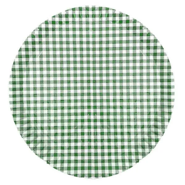 Prato De Papelão Laminado Xadrez Verde Escuro P6 - 32cm