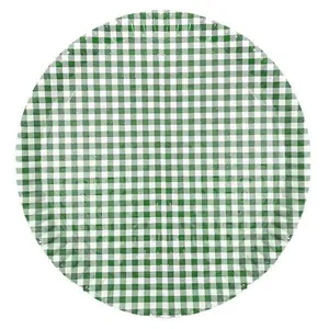 Prato De Papelão Laminado Xadrez Verde Escuro P6 - 32cm