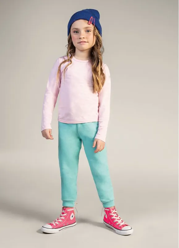 Calça jogger básica infantil menina em moletom Brandili - 1
