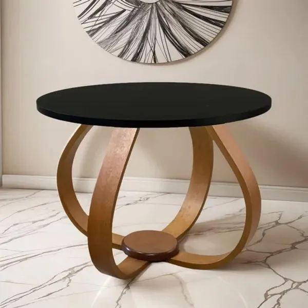 Mesa De Centro E Lateral Pés Cebola 50x35cm Cor Preto