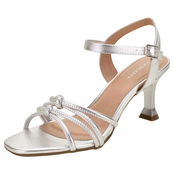 Sandália Feminina Salto Médio Via Scarpa - 13826 PRATA 36