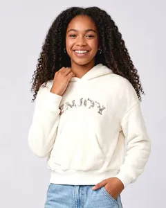 Blusão Juvenil Pelos e Paetês com Capuz Off White 14