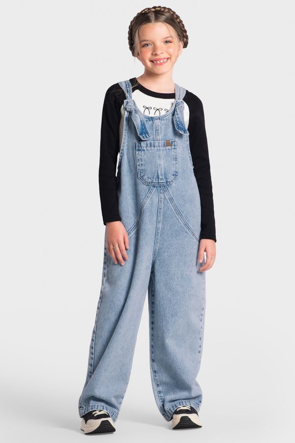 Jardineira jeans infantil menina Brandili -6