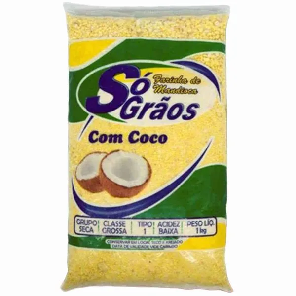 Farinha de Mandioca Branca Com Coco Só Grãos 1kg