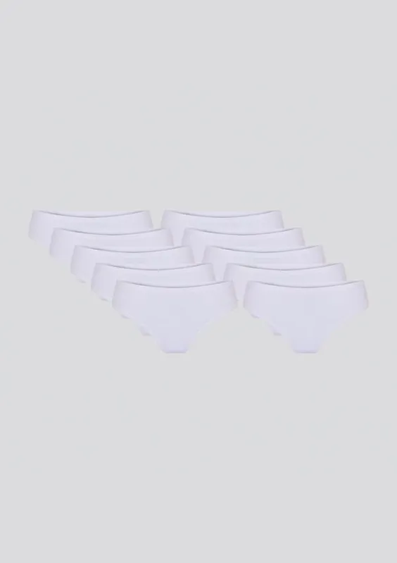 Kit 10 Calcinhas Básicas Biquíni Em Algodão - Branco XXG