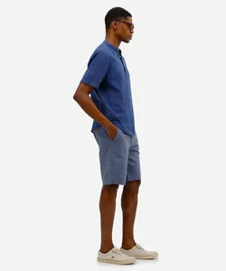 bermuda masculina reta com linho azul 50