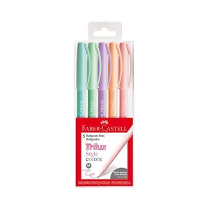 Caneta Esferográfica Faber-Castell Trilux Style Candy Colors com 5 Unidades