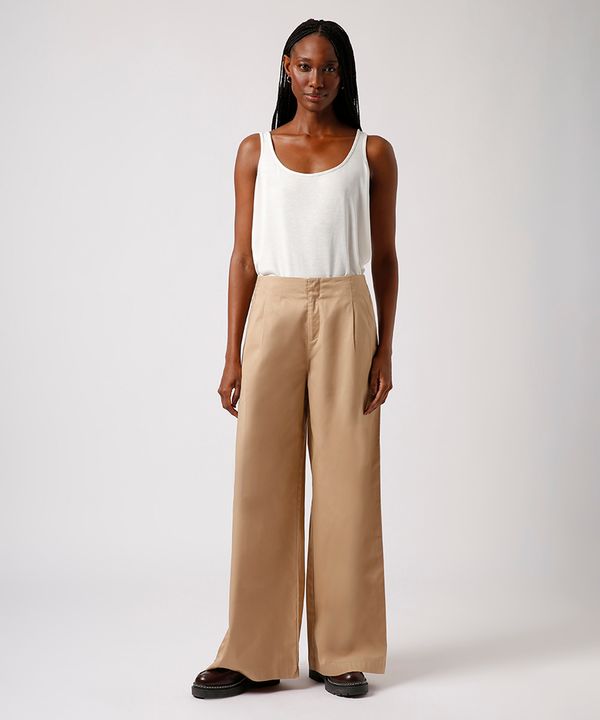 calça alfaiataria de algodão mindset bege 34