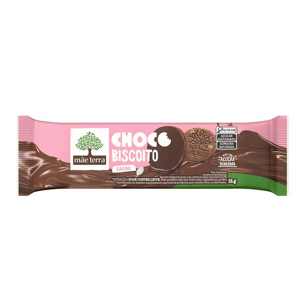 Biscoito Integral de Cacau Com Cobertura Mãe Terra 58g