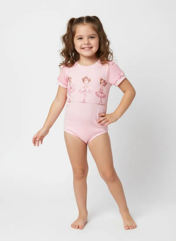 Body Canelado Infantil Para Menina - ROSA 6